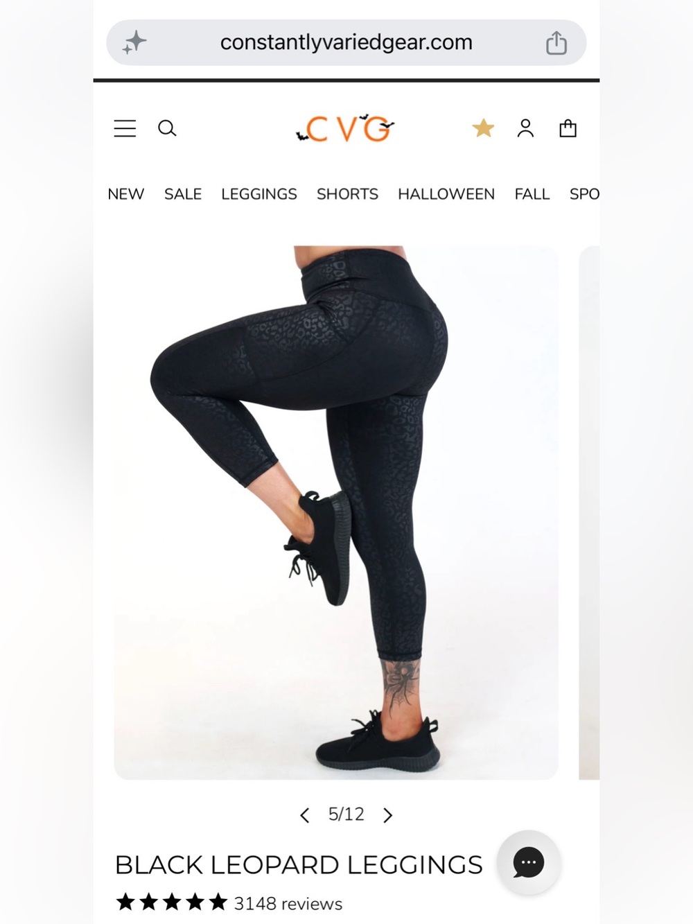 CVG Black Leopard Capri Leggings Size L - Picture 3 of 3